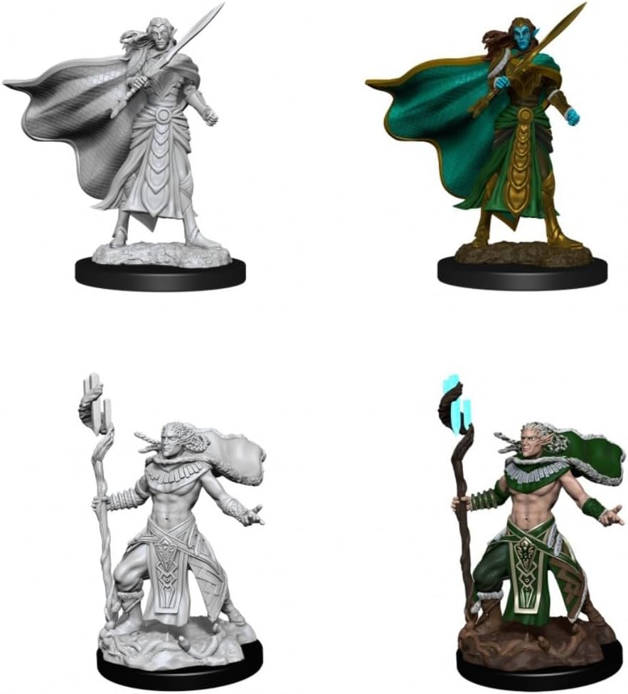 Magic: The Gathering Unpainted Miniatures: Elf Fighter & Elf Cleric