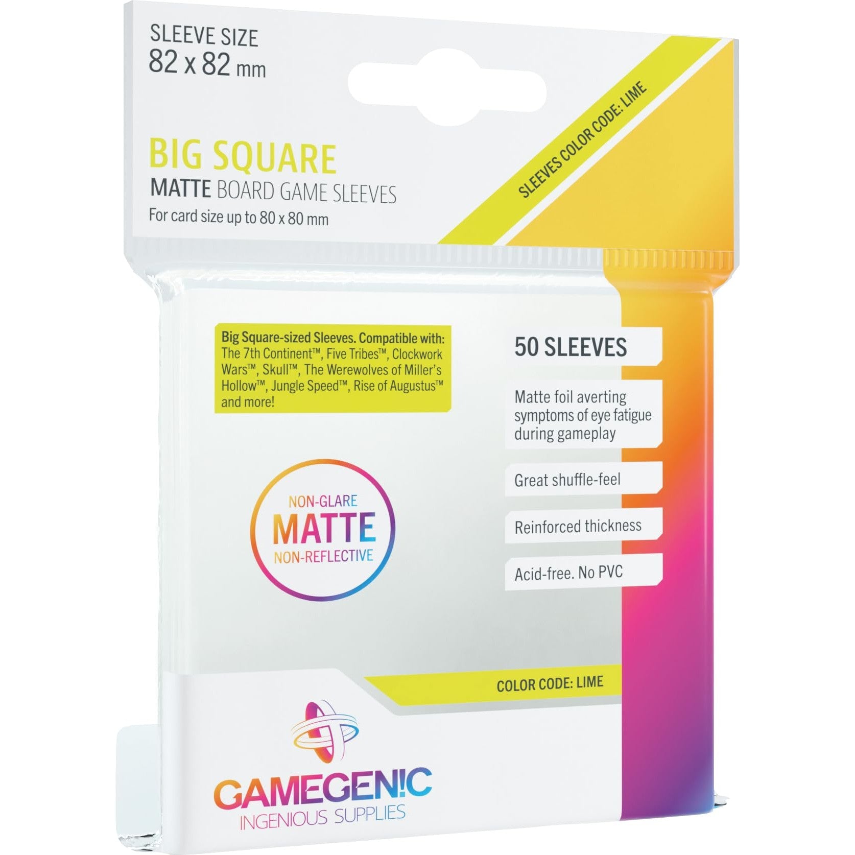 Gamegenic MATTE Sleeves: Big Square (82 x 82 mm) – 50 Pack