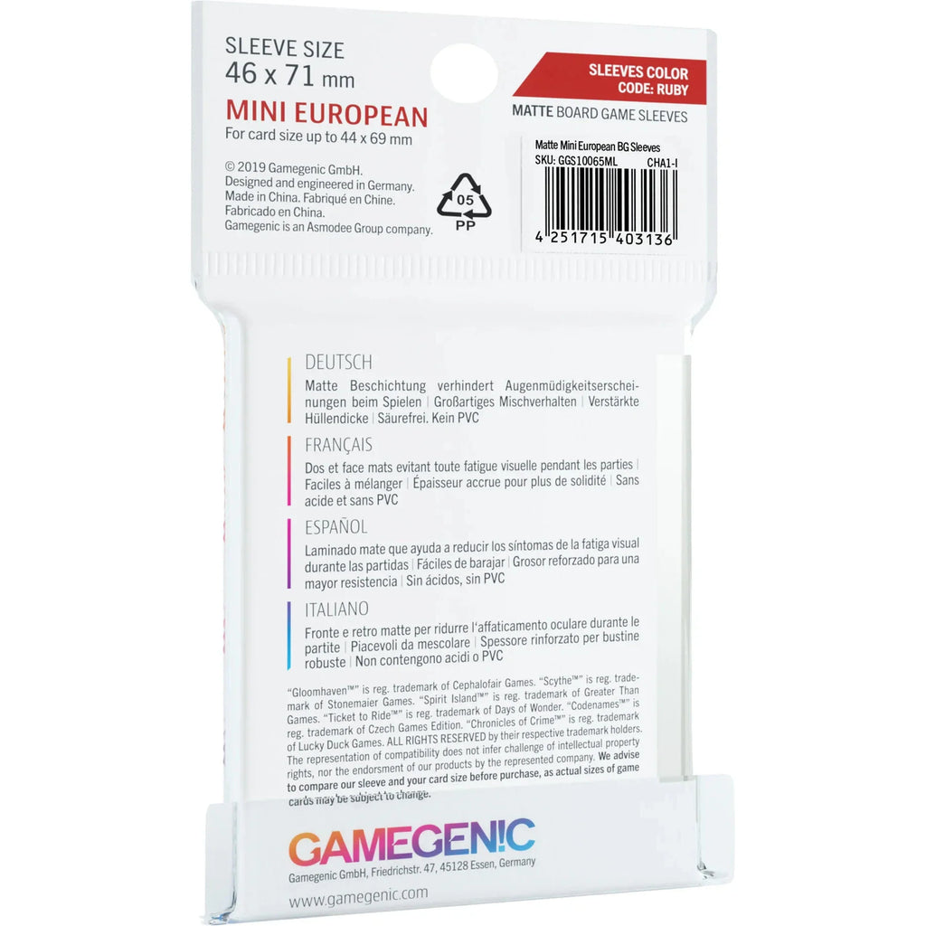 MATTE Sleeves: Mini European (46 x 71 mm)