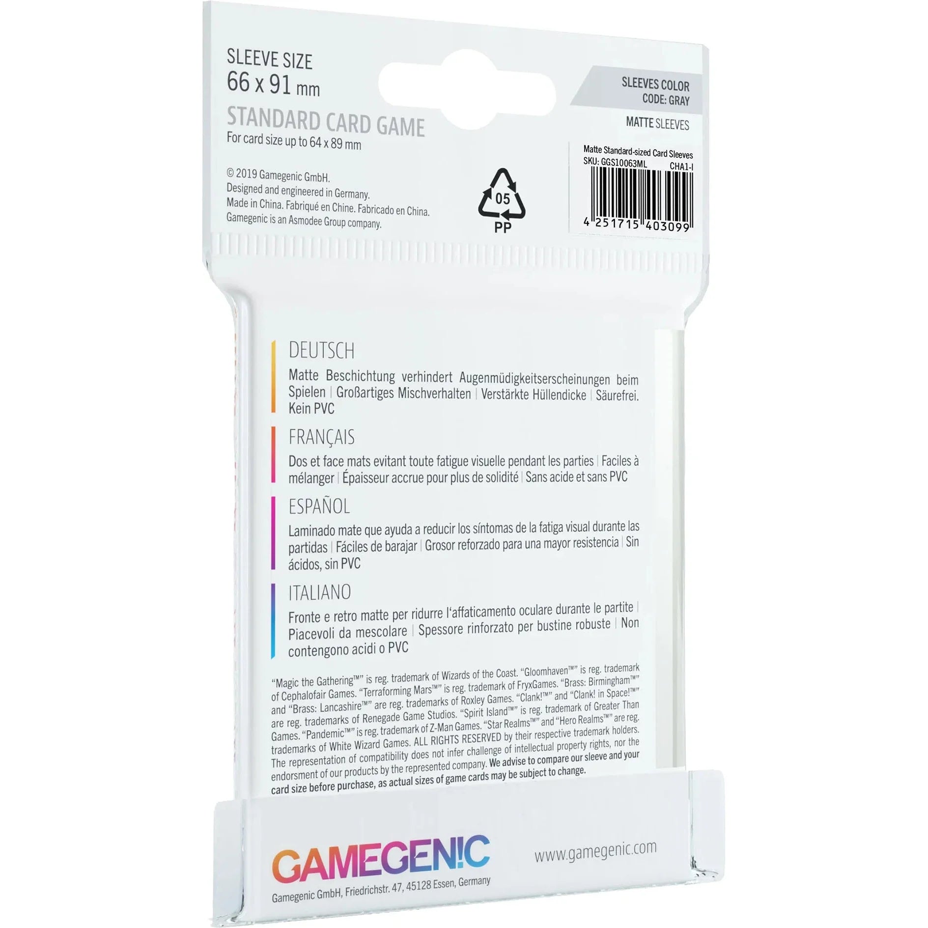 MATTE Sleeves: Standard Card Game (66 x 91 mm)