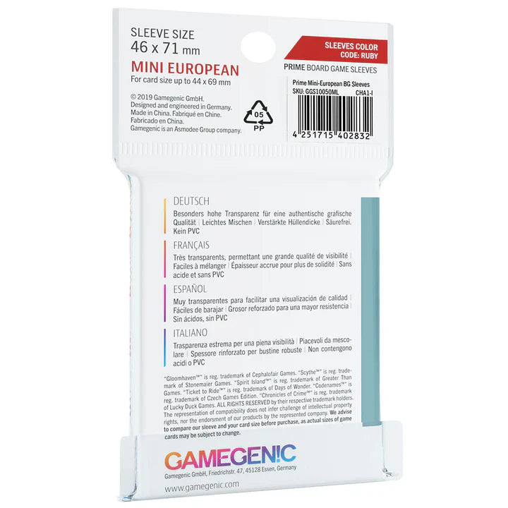 PRIME Sleeves: Mini European (46 x 71 mm)